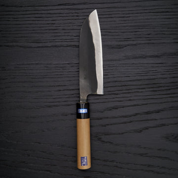 Morihei Munetsugu Blue #2 Kurouchi Santoku 165mm Ho Wood Handle
