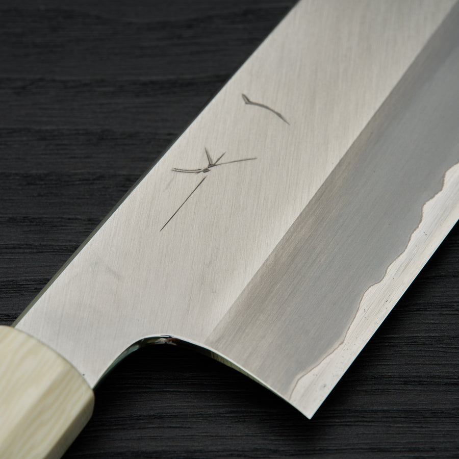 Hitohira Togashi Blue #1 Stainless Clad Gyuto 240mm Golden Camphor Handle