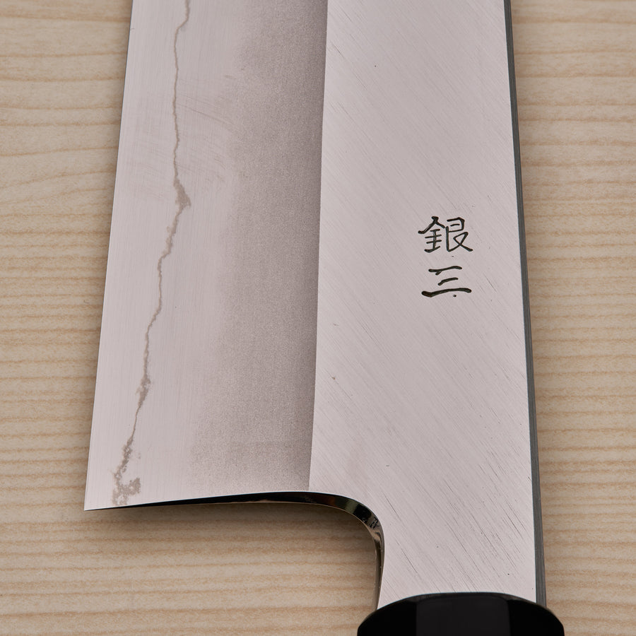 Hitohira Kikuchiyo Kyuzo Silver #3 Migaki Gyuto 210mm Ebony Handle