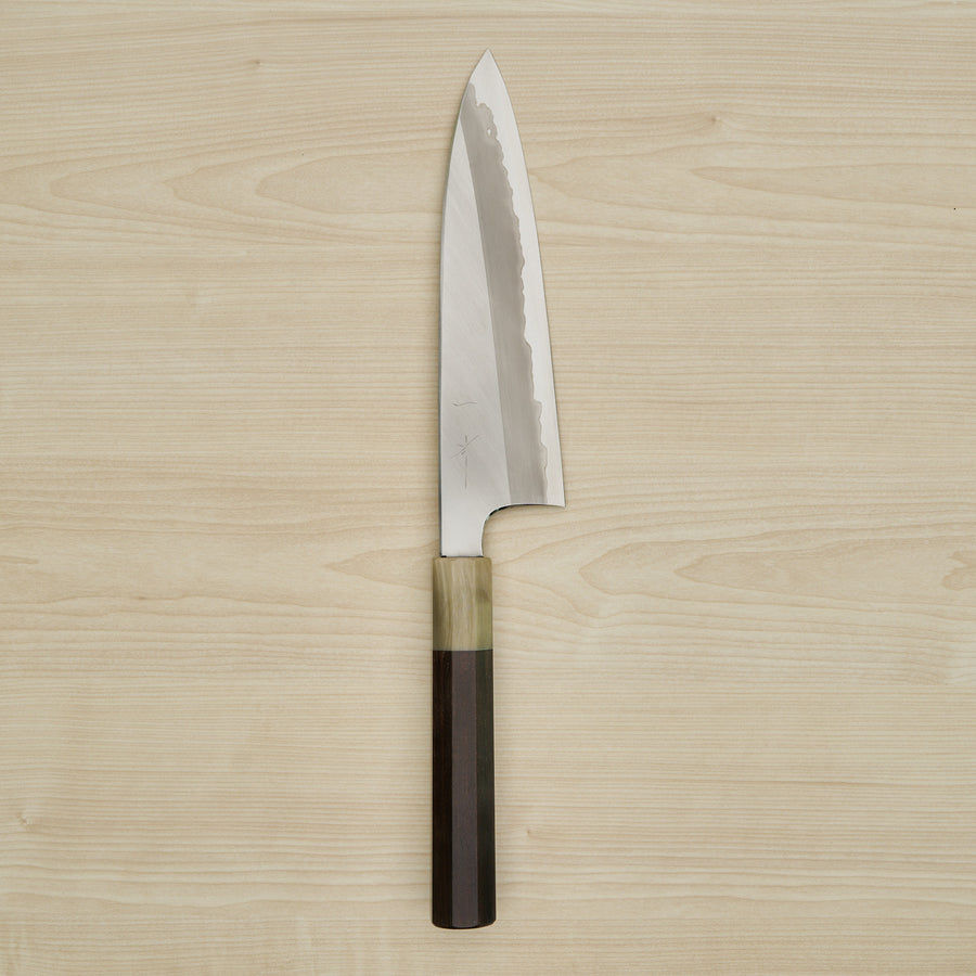 Hitohira Togashi Blue #1 Stainless Clad Migaki Gyuto 210mm Taihei Makassar Ebony Handle