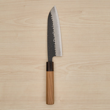 Hitohira Futana SB Kuro Tsuchime Santoku 170mm Cherry Wood Handle