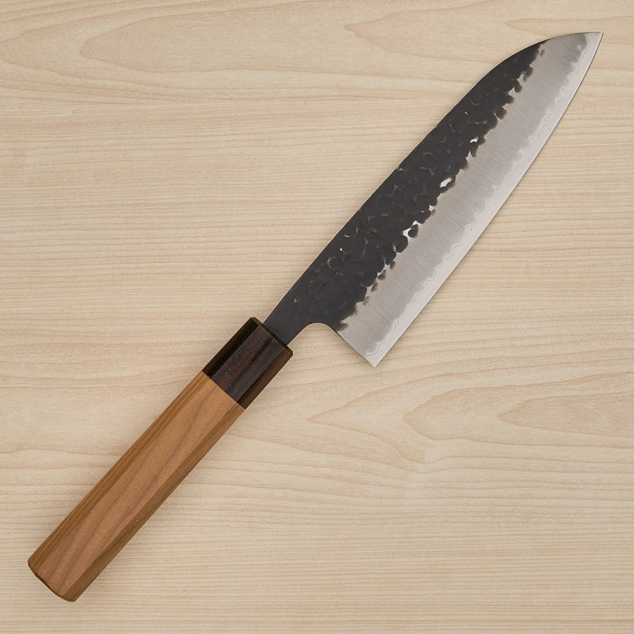 Hitohira Futana SB Kuro Tsuchime Santoku 170mm Cherry Wood Handle