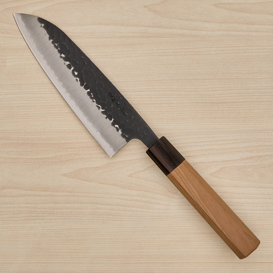 Hitohira Futana SB Kuro Tsuchime Santoku 170mm Cherry Wood Handle
