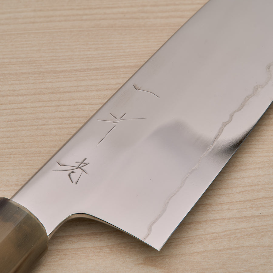 Hitohira Kikuchiyo Rou Silver #3 Fully Mirror Polished Santoku Ebony Handle
