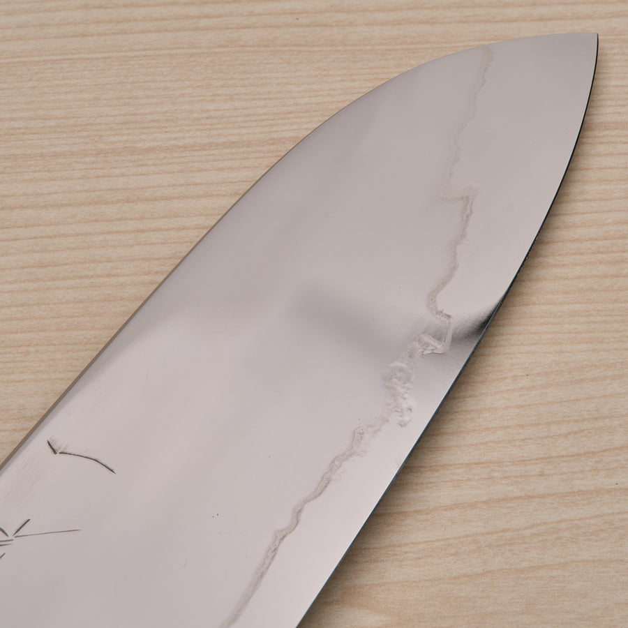 Hitohira Kikuchiyo Rou Silver #3 Fully Mirror Polished Santoku Ebony Handle