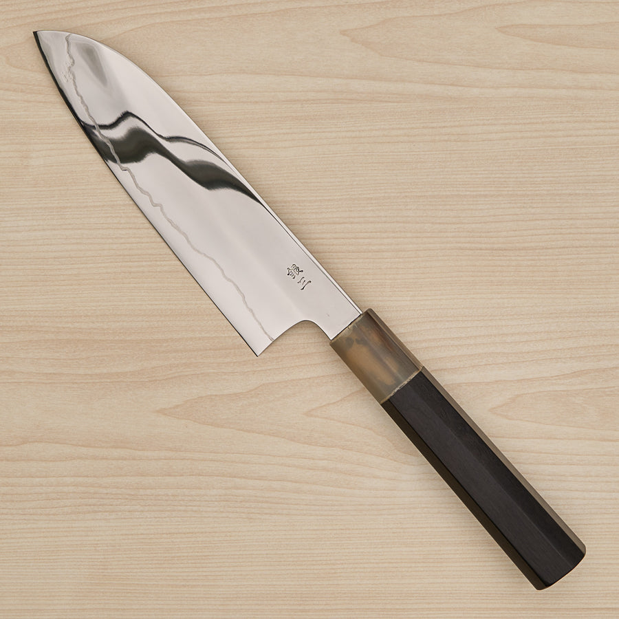 Hitohira Kikuchiyo Rou Silver #3 Fully Mirror Polished Santoku Ebony Handle