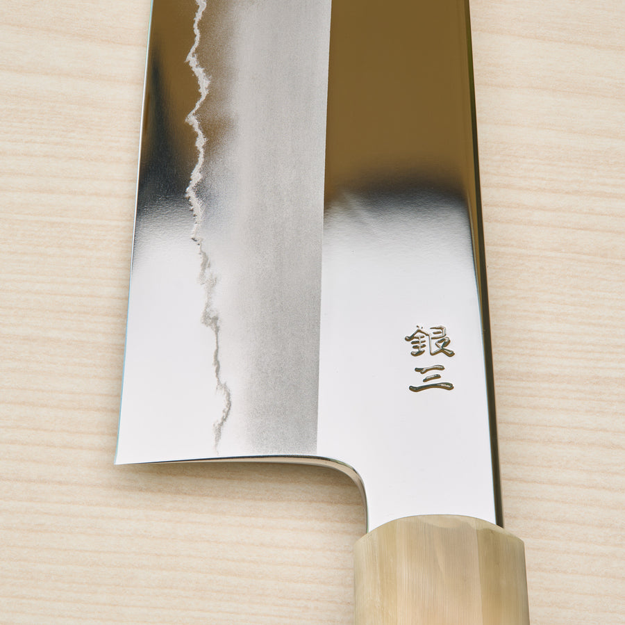 Hitohira Kikuchiyo Rou Silver #3 Mirror Polished Gyuto 210mm Ebony Handle