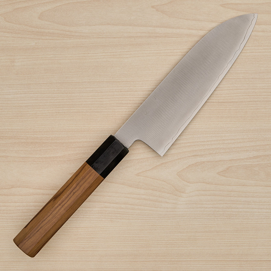 Hitohira Kikuchiyo Gosaku Silver #3 Santoku 170mm Olivewood Handle