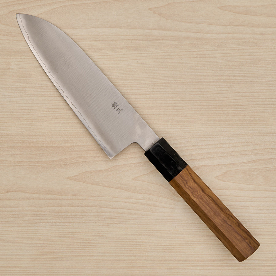Hitohira Kikuchiyo Gosaku Silver #3 Santoku 170mm Olivewood Handle