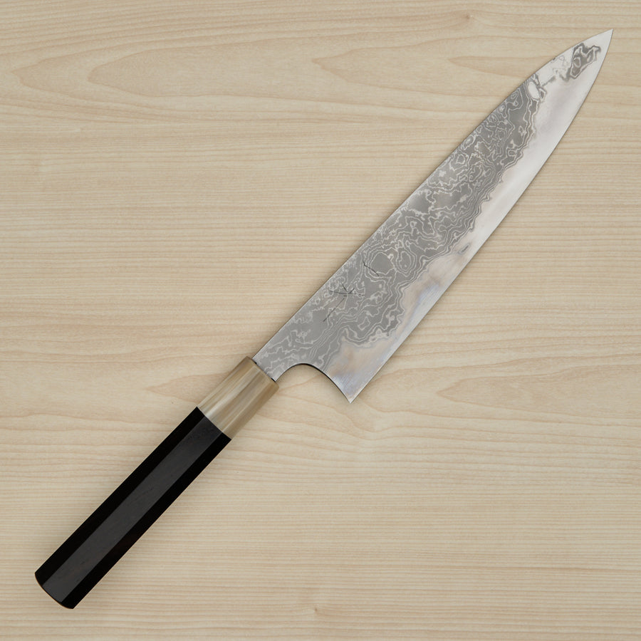 Hitohira Tanaka Yohei Blue #1 Damascus Gyuto 240mm Taihei Makassar Ebony