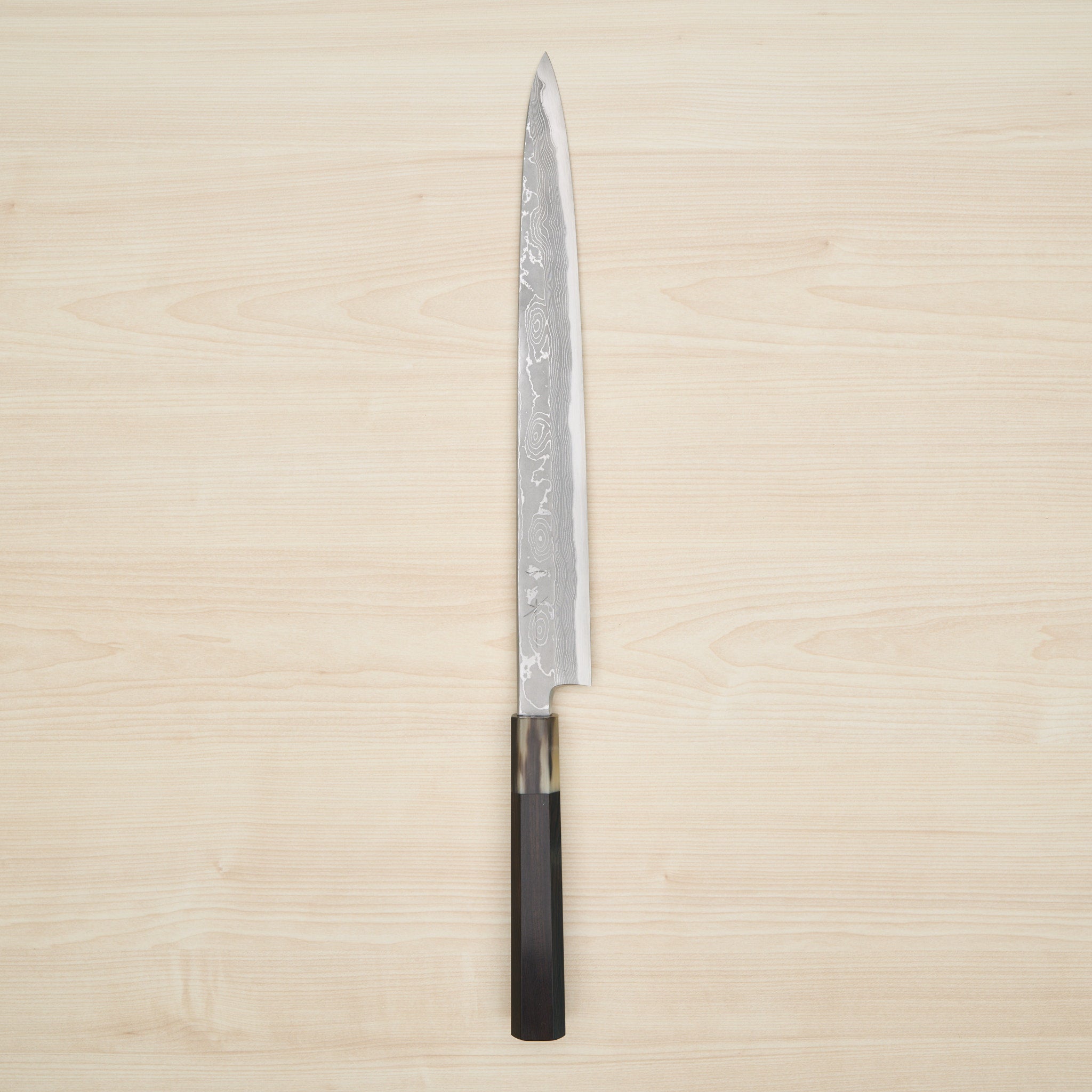 Hitohira Tanaka Mosuke Blue #1 Damascus Yanagiba 300mm Ebony