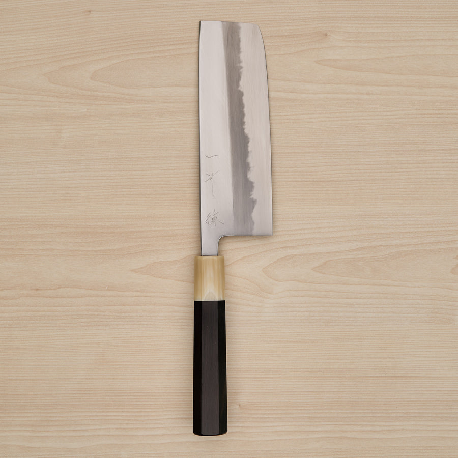 Hitohira Tanaka Ren White #2 Nakiri 180mm Ebony Handle