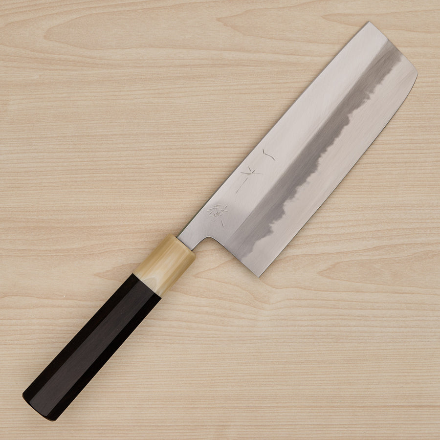 Hitohira Tanaka Ren White #2 Nakiri 180mm Ebony Handle