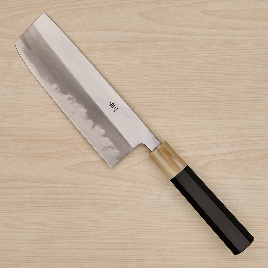 Hitohira Tanaka Ren White #2 Nakiri 180mm Ebony Handle