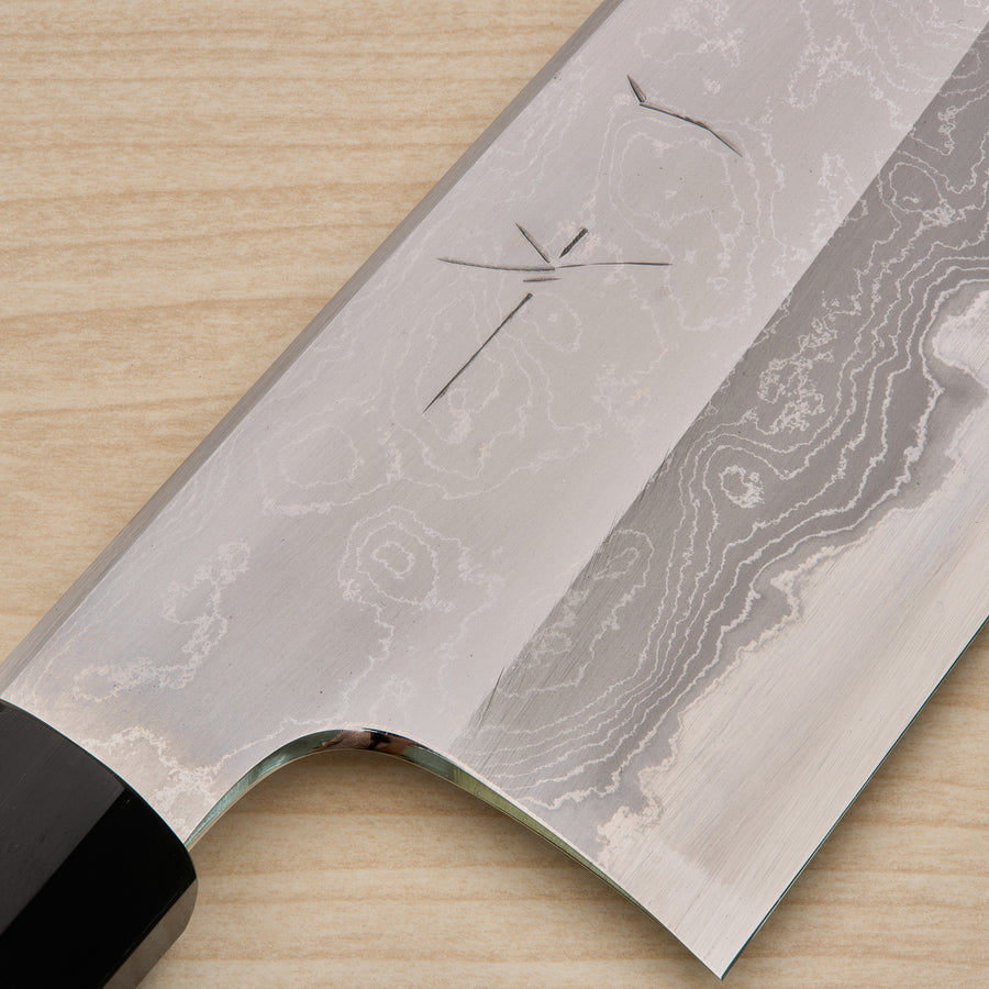 Hitohira Togashi White #1 Damascus Gyuto 240mm Burnt Yakusugi Handle