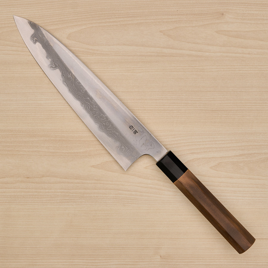 Hitohira Togashi White #1 Damascus Gyuto 240mm Burnt Yakusugi Handle