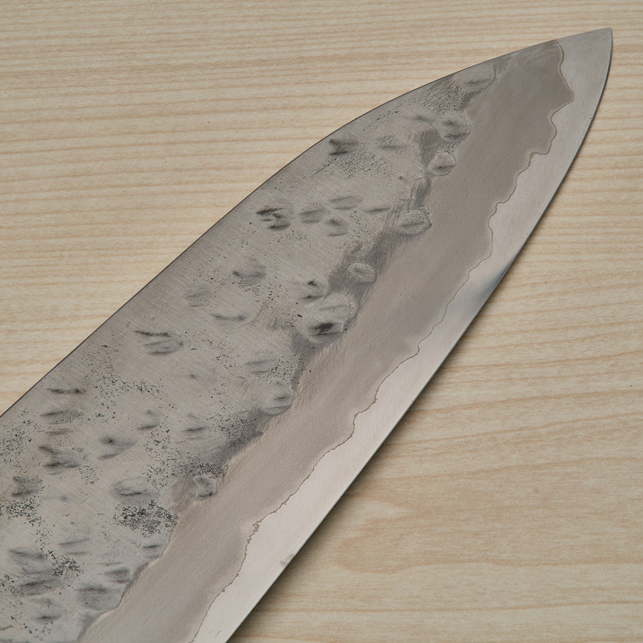 Morihei Hisamoto White #1 Tsuchime Stainless Clad Gyuto 210mm Pakka Handle (Fine Finish)