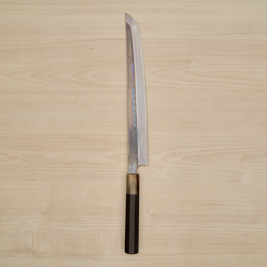 Hitohira Togashi White #1 Sanbonsugi Mizu Honyaki Yanagi Sakimaru 300mm Taihei Makassar Ebony Handle