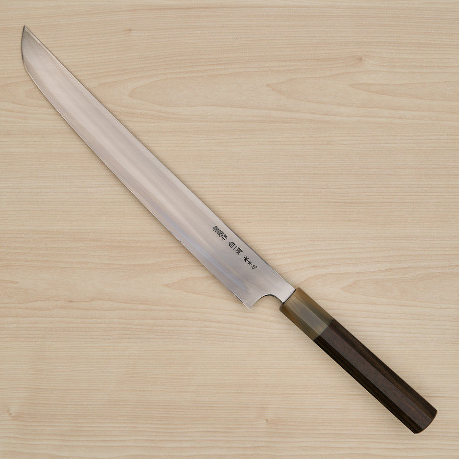 Hitohira Togashi White #1 Sanbonsugi Mizu Honyaki Yanagi Sakimaru 300mm Taihei Makassar Ebony Handle