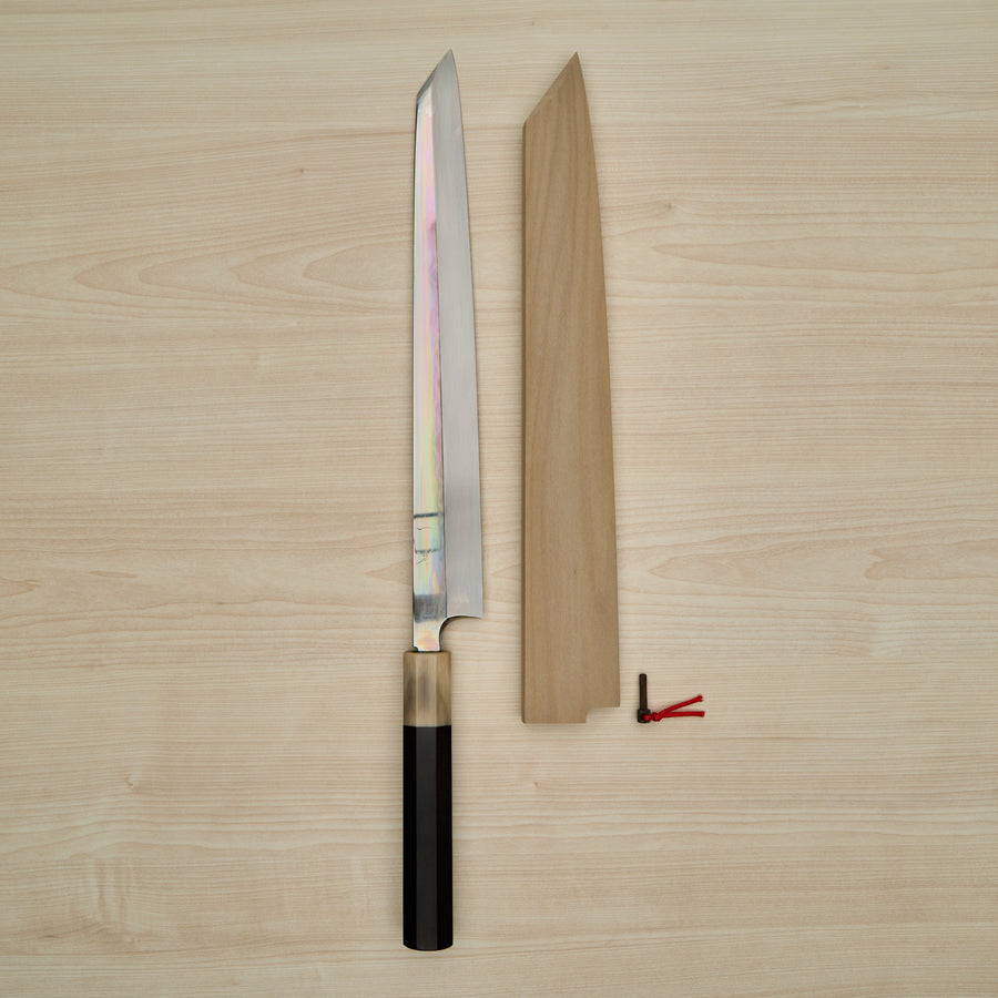 Hitohira Togashi White #1 Mizu Honyaki Kiritsuke Yanagiba 300mm Taihei Ebony Handle