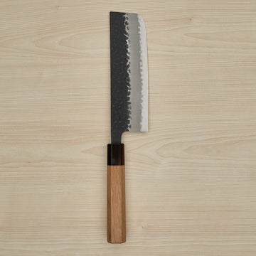 Hitohira Futana SB Kuro Tsuchime Nakiri 165mm Cherry Wood Handle