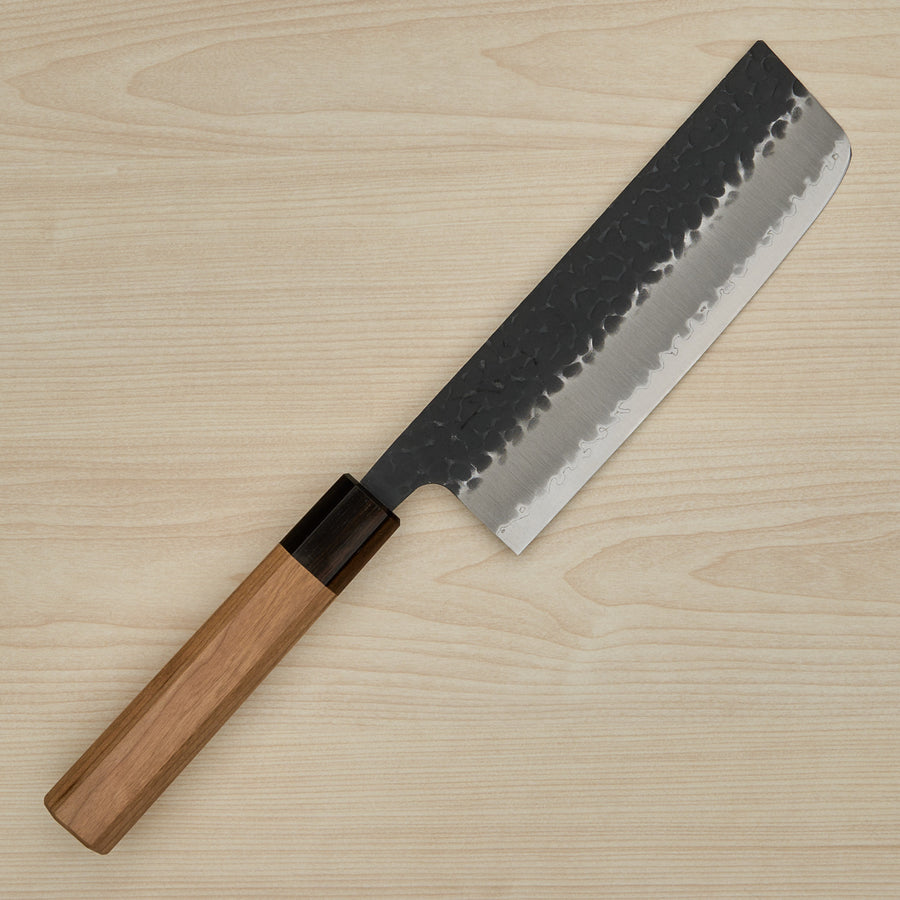 Hitohira Futana SB Kuro Tsuchime Nakiri 165mm Cherry Wood Handle