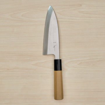 Hitohira Gorobei White #3 Left-Handed Deba 150mm Ho Wood Handle (D-Shape)