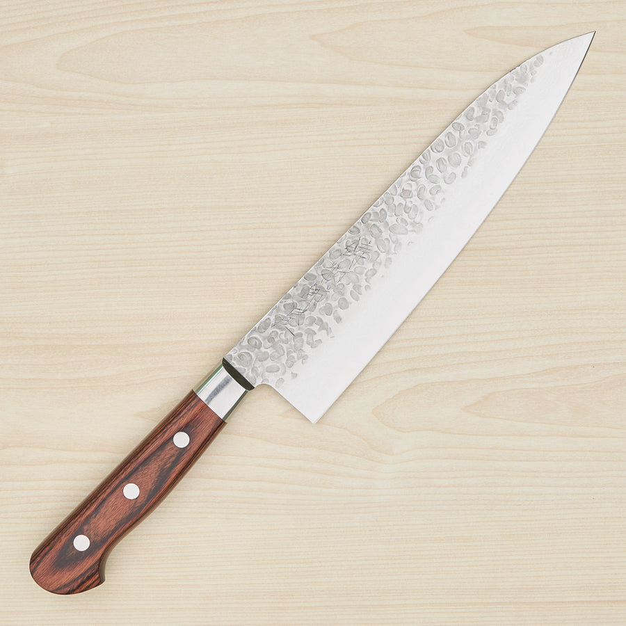 Hitohira Imojiya ST Tsuchime Damascus Gyuto 210mm Imitation Mahogany Handle (Yo)