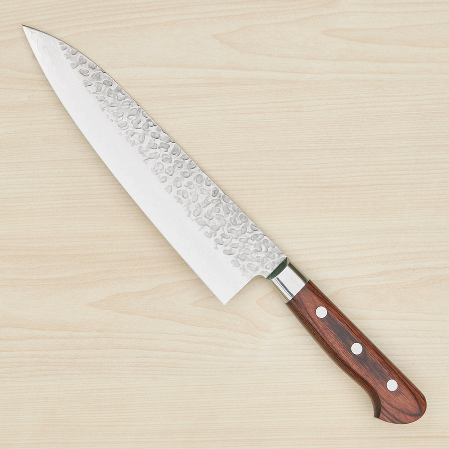 Hitohira Imojiya ST Tsuchime Damascus Gyuto 210mm Imitation Mahogany Handle (Yo)