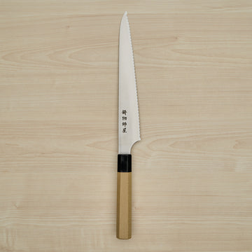 Hitohira Imojiya TH Stainless Bread Knife 240mm Ho Wood Handle (Wa)