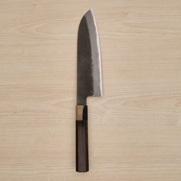 Hitohira Hinode Nashiji White #2 Stainless Clad Santoku 180mm Ebony Handle
