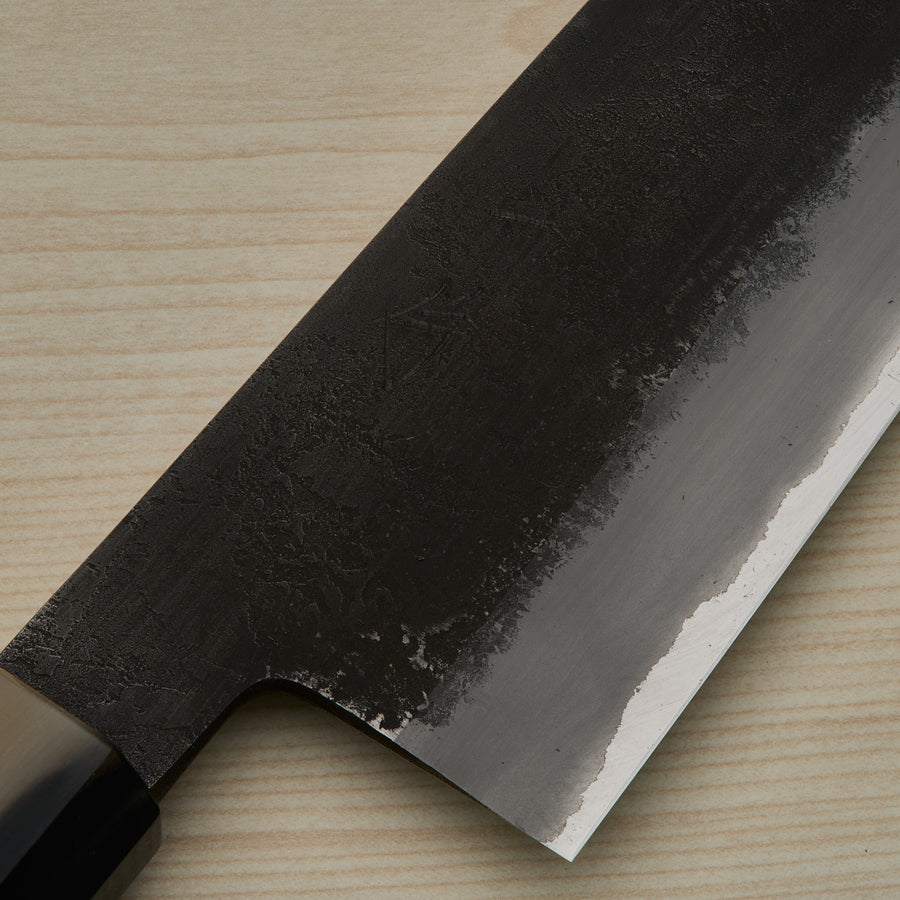 Hitohira Hinode Nashiji White #2 Stainless Clad Santoku 180mm Ebony Handle