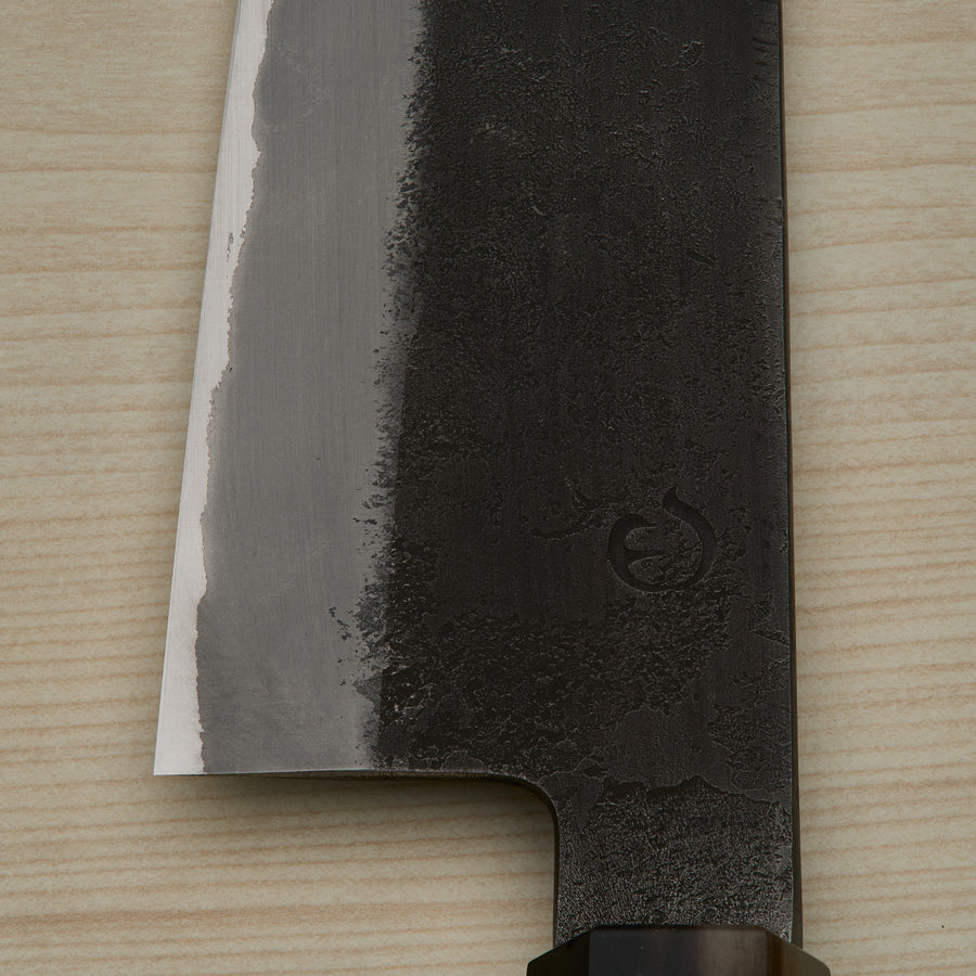 Hitohira Hinode Nashiji White #2 Stainless Clad Santoku 180mm Ebony Handle