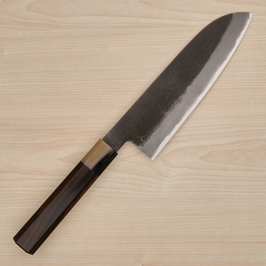 Hitohira Hinode Nashiji White #2 Stainless Clad Santoku 180mm Ebony Handle