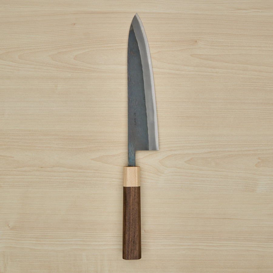 Hitohira TD Blue #2 Stainless Clad Kurouchi Gyuto 210mm Walnut Handle