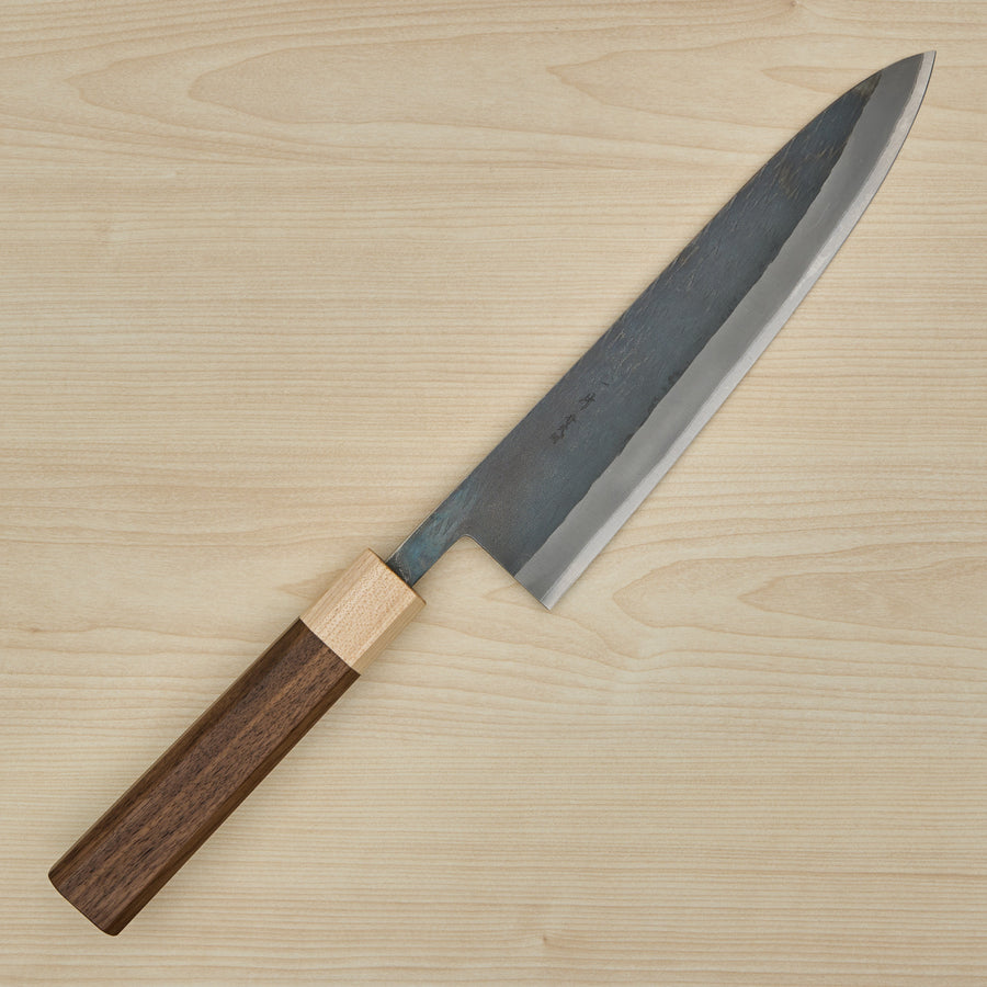 Hitohira TD Blue #2 Stainless Clad Kurouchi Gyuto 210mm Walnut Handle