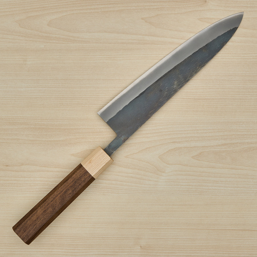 Hitohira TD Blue #2 Stainless Clad Kurouchi Gyuto 210mm Walnut Handle