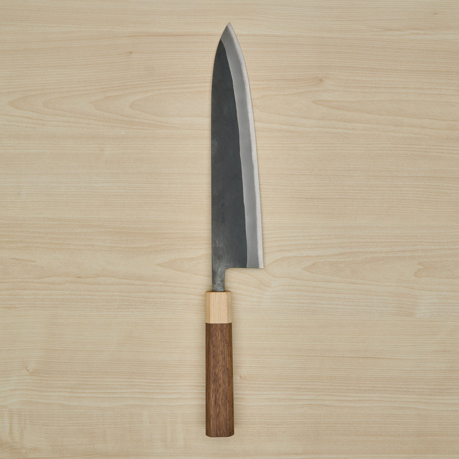 Hitohira TD Blue #2 Stainless Clad Kurouchi Gyuto 240mm Walnut Handle