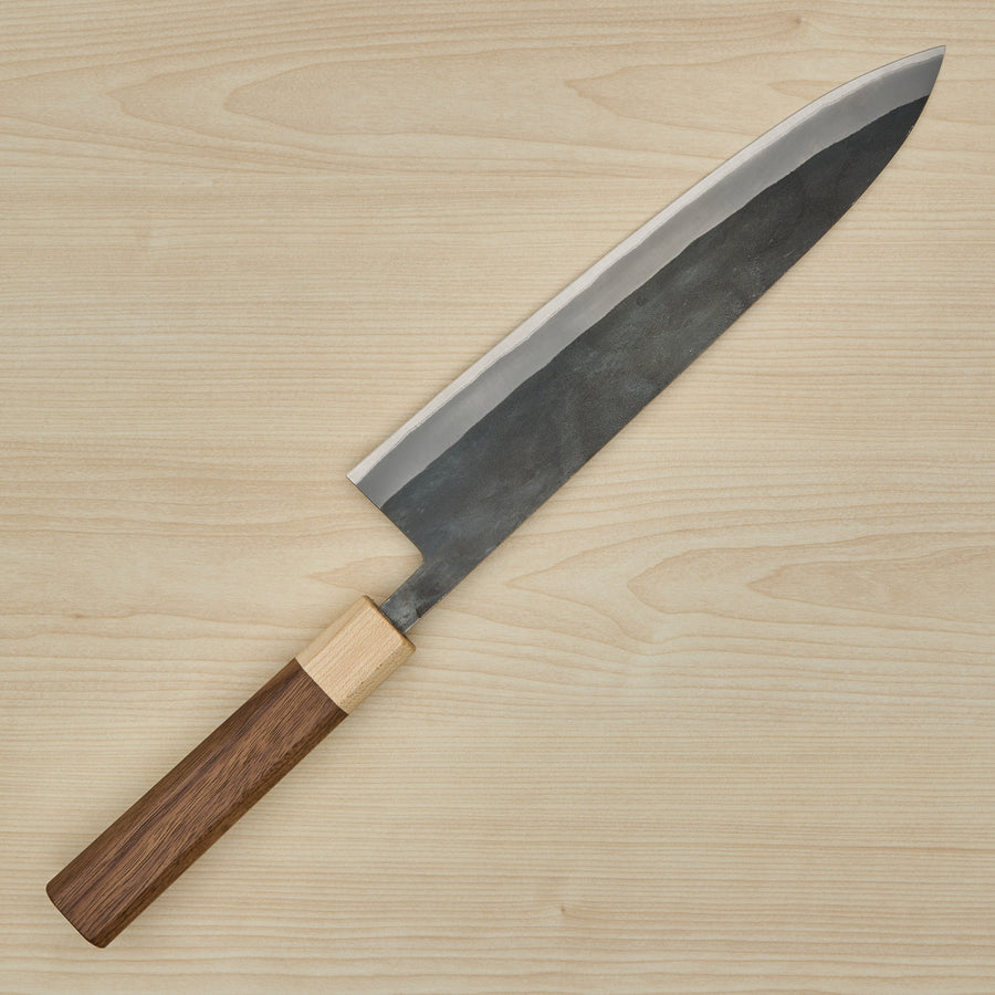 Hitohira TD Blue #2 Stainless Clad Kurouchi Gyuto 240mm Walnut Handle