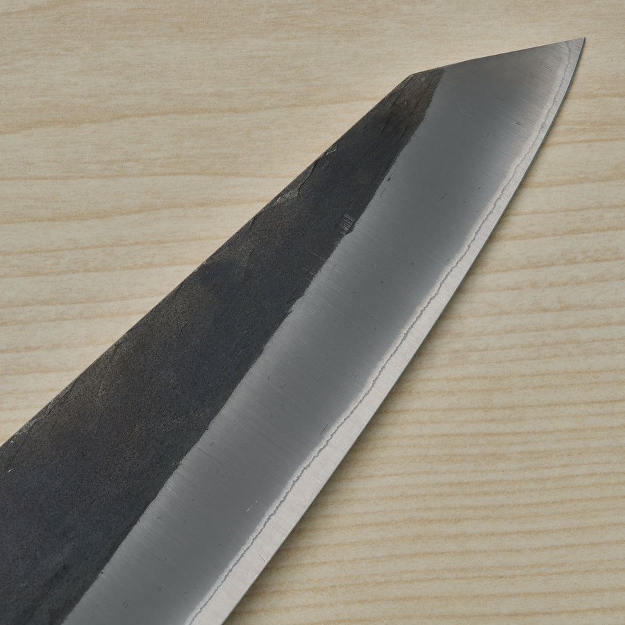 Hitohira TD Blue #2 Stainless Clad Kurouchi Honesuki Kaku 150mm Walnut Handle