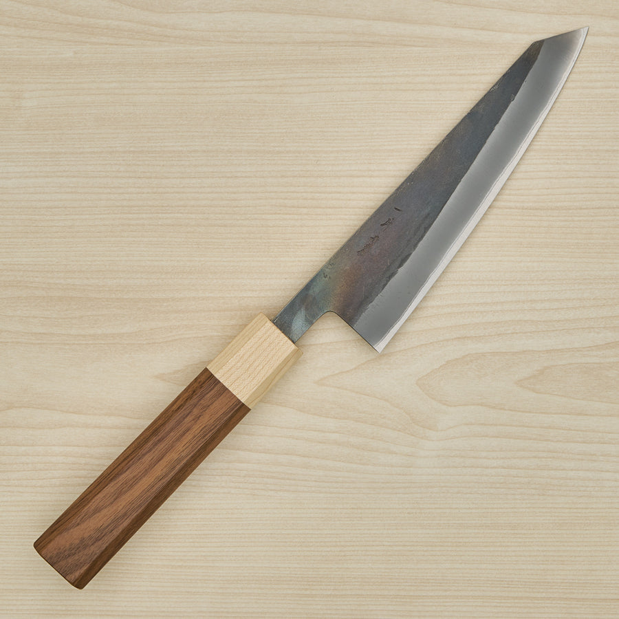 Hitohira TD Blue #2 Stainless Clad Kurouchi Honesuki Kaku 150mm Walnut Handle