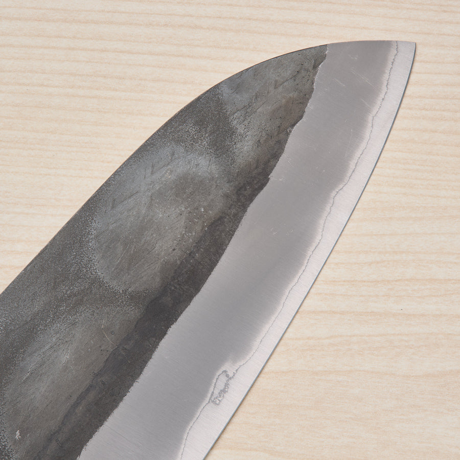 Hitohira TD Blue #2 Stainless Clad Kurouchi Santoku 165mm Ho Wood Handle (D-Shape)