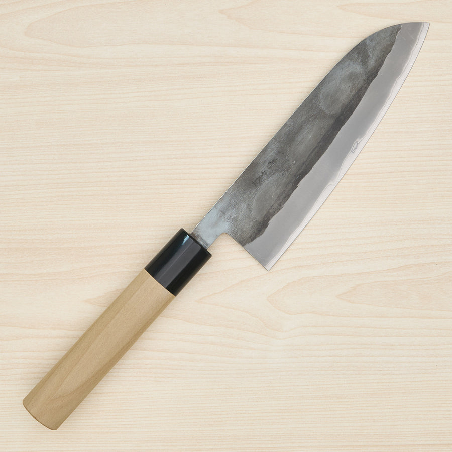 Hitohira TD Blue #2 Stainless Clad Kurouchi Santoku 165mm Ho Wood Handle (D-Shape)