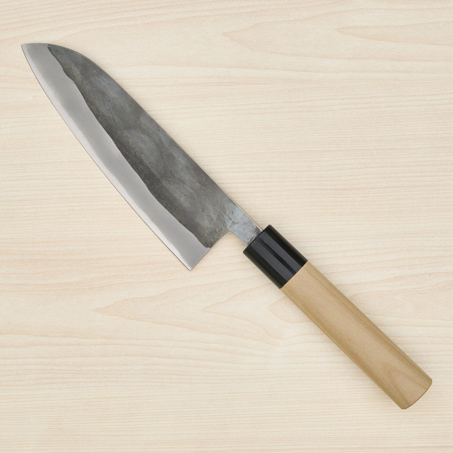 Hitohira TD Blue #2 Stainless Clad Kurouchi Santoku 165mm Ho Wood Handle (D-Shape)