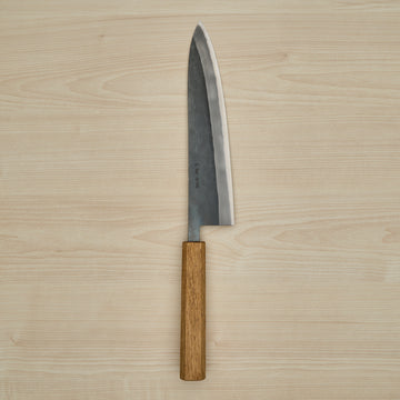 Hitohira TD Blue #2 Stainless Clad Kurouchi Gyuto 210mm Oak Handle