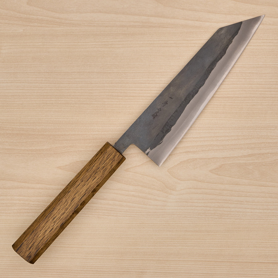 Hitohira TD Blue #2 Stainless Clad Kurouchi Bunka 170mm Mono Oak Handle Dark