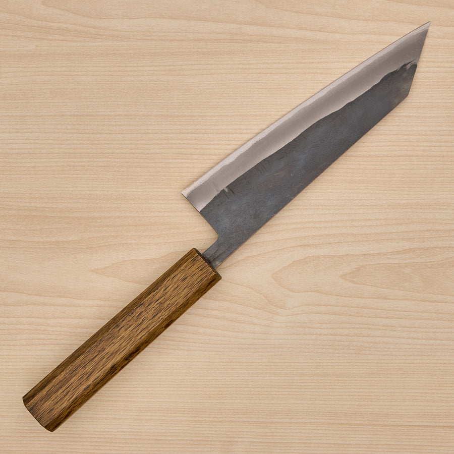 Hitohira TD Blue #2 Stainless Clad Kurouchi Bunka 170mm Mono Oak Handle Dark