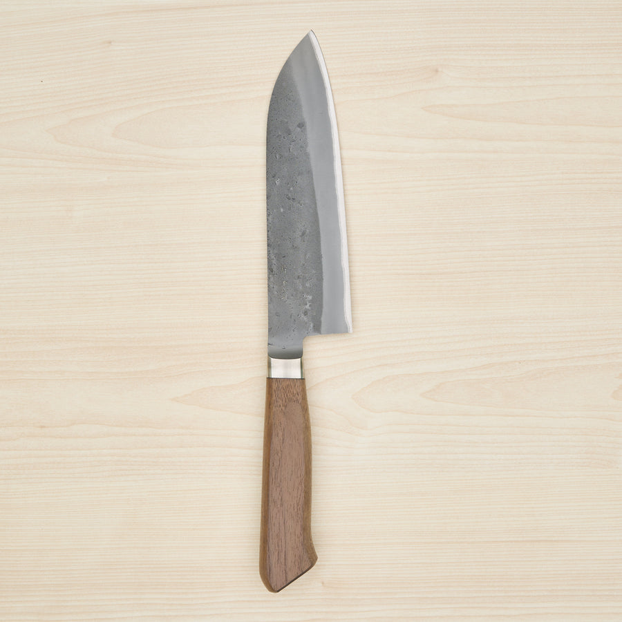 Hitohira TD Blue #2 Stainless Clad Nashiji Yo Santoku 170mm Walnut Handle