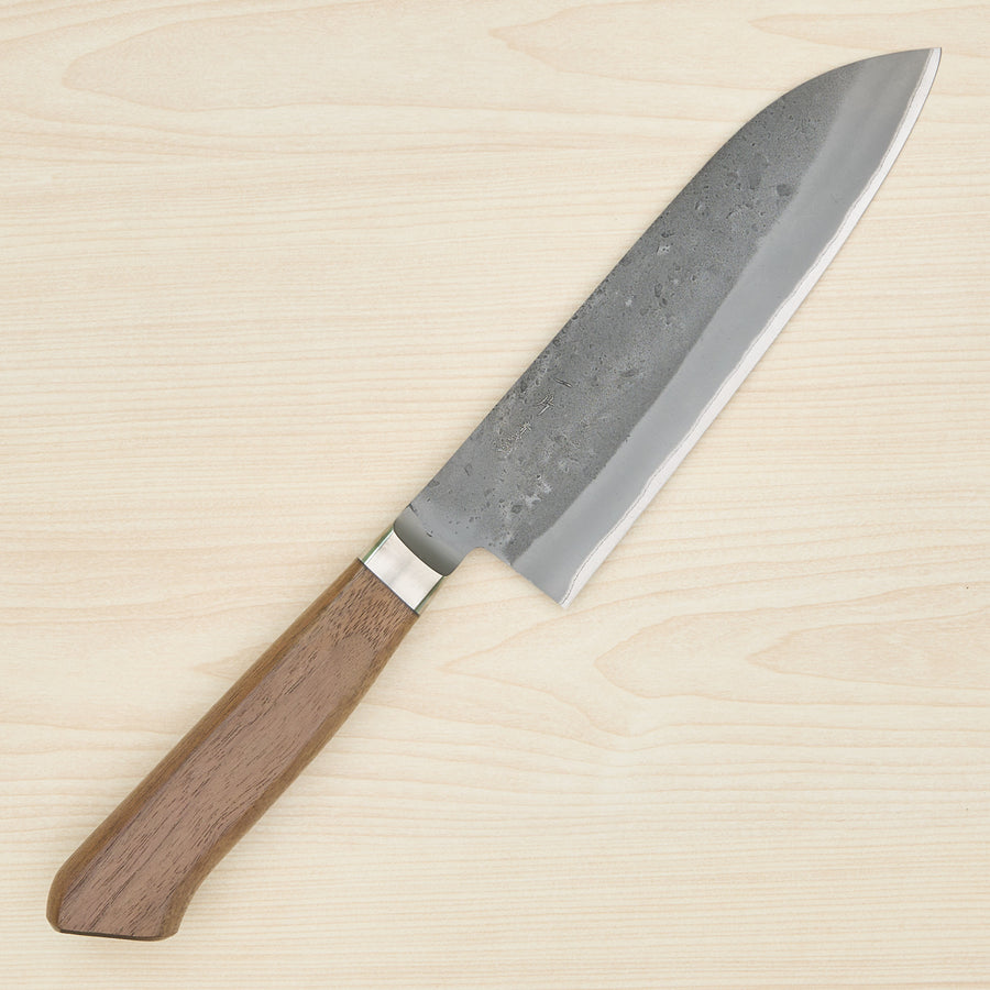 Hitohira TD Blue #2 Stainless Clad Nashiji Yo Santoku 170mm Walnut Handle