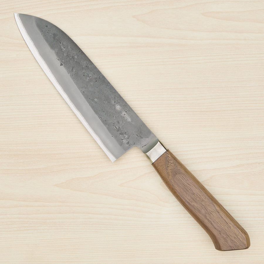 Hitohira TD Blue #2 Stainless Clad Nashiji Yo Santoku 170mm Walnut Handle